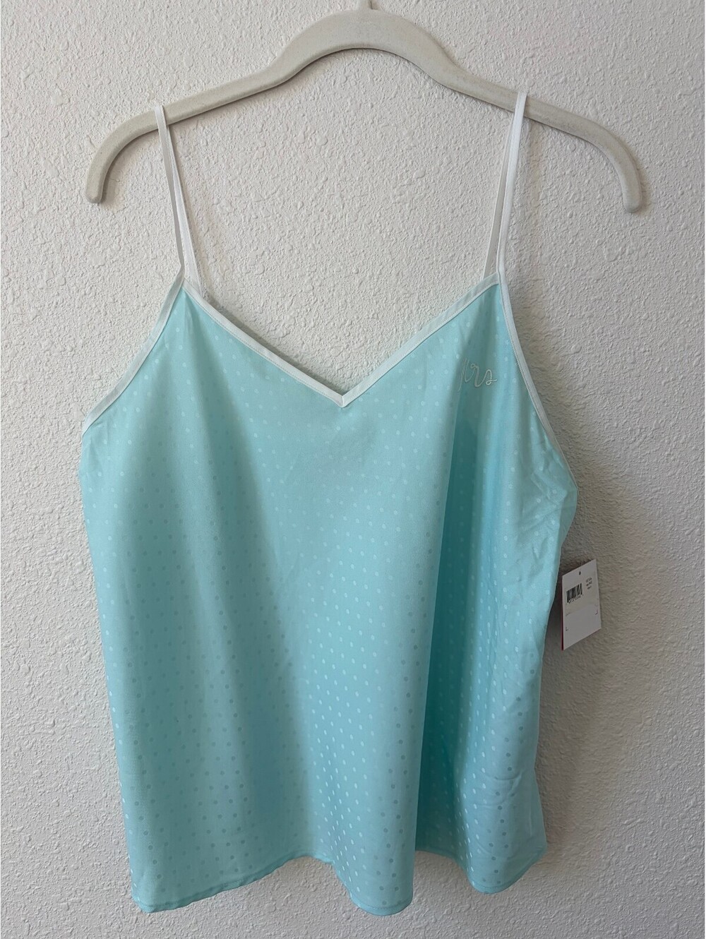 Kate Spade New York Bridal "MRS" Pajama Top Aqua Size Medium Wedding Embroidered